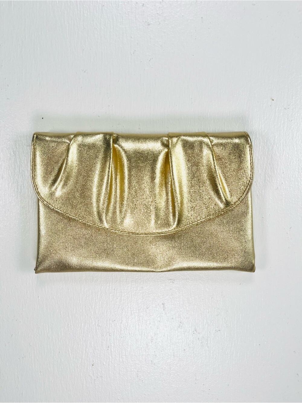 Gold Metallic Fold-Over Clutch - Elegant Evening Bag